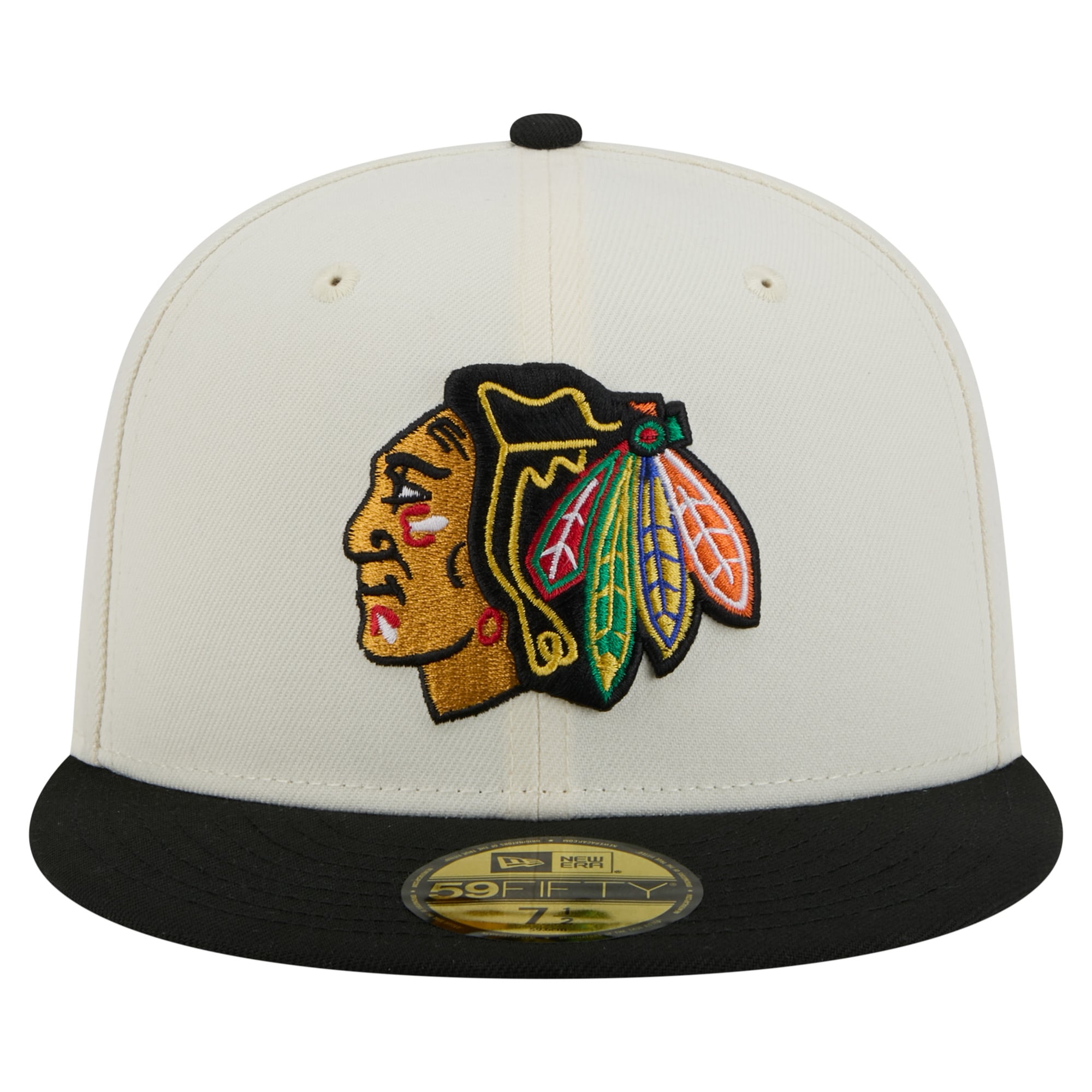 Men's New Era White Chicago Blackhawks Chrome Two-Toned 59FIFTY Fitted Hat